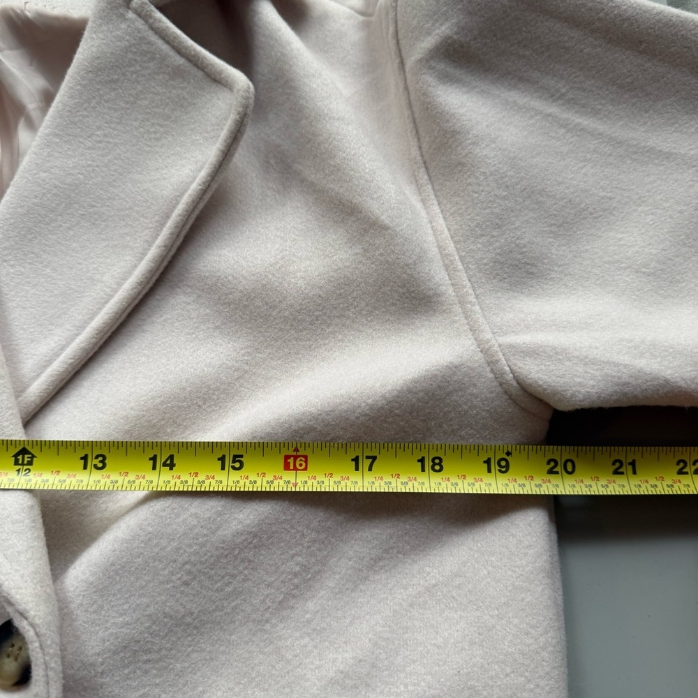Double Breasted Long Maxi Minimalist Coat Cream Ivory White Small - Picture 3 of 5